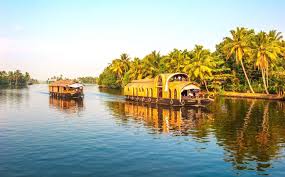 house boats , river side , kerla 
